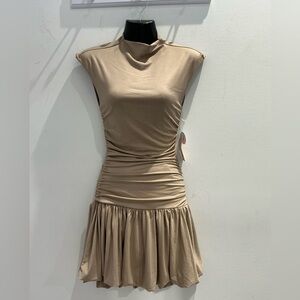 Elegant Tan Sleeveless Dress